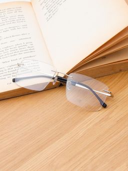 TED SMITH - Unisex Rimless Rectangle Silver Eyeglass Frame