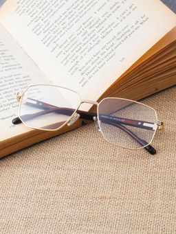 TED SMITH - Unisex Full Rim Rectangle Gold Eyeglass Frame