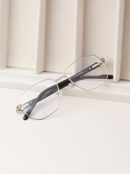TED SMITH - Unisex Full Rim Rectangle Silver Eyeglass Frame