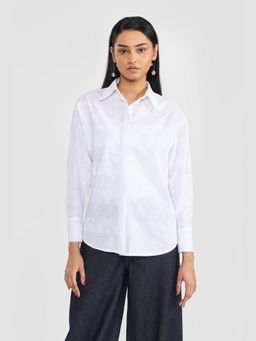 Perona - White Alaina Pure Cotton Embroidered Shirt