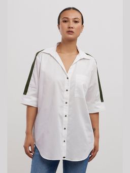 Pallavi Swadi - White Olive Ribbon Shirt