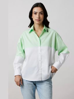 Pallavi Swadi - Lime Block Shirt with Swarovski Collar