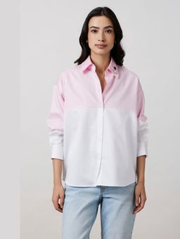 Pallavi Swadi - Pastel Pink Block Shirt with Swarovski Collar