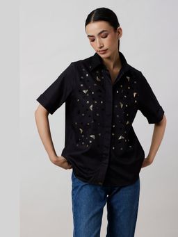 Pallavi Swadi - Black Metallic Embroidered Shirt
