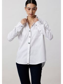 Pallavi Swadi - White Emerald Swarovski Button Collar Shirt