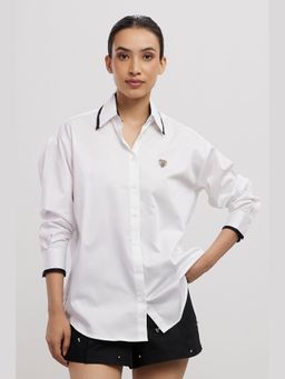 Pallavi Swadi - White Tuxedo Small Swarovski Heart Shirt