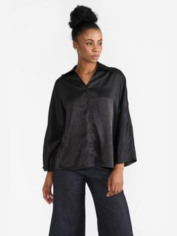 Perona - Black Cynthia Polyester Solid Shirt