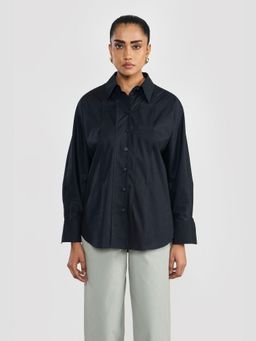 Perona - Black Madelyn Pure Cotton Solid Shirt