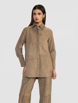 Perona - Brown Mizuki Suede Solid Shirt