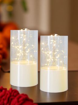 Golden Peacock - Transparent Led Decorative Showpiece (Set Of 2)