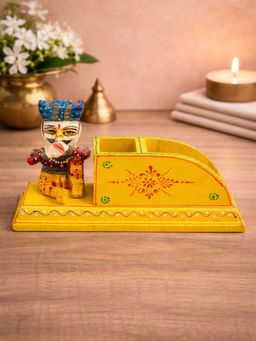 Golden Peacock - Handcrafted Bawla Musician Wooden Home & Office Decor Showpiece