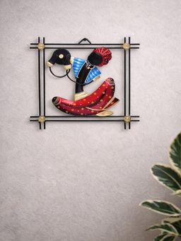 Golden Peacock - Handcrafted Metal Hanging Musician Wall Art Multicolour Ethnic Decor