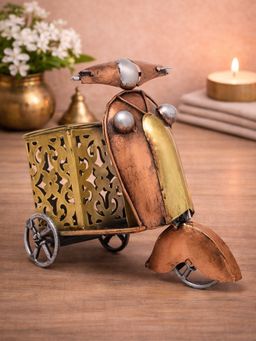 Golden Peacock - Handcrafted Metal Scooter Decorative Desk Showpiece