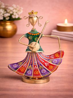 Golden Peacock - Handcrafted Musician Lady Metal Decor Showpiece