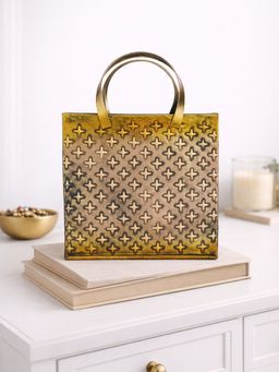 Golden Peacock - Handcrafted Antique Copper Finish Metal Table Decor