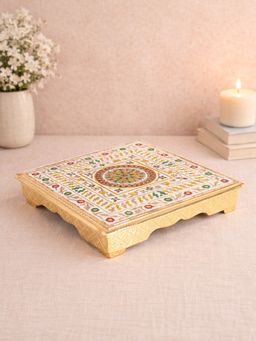 Golden Peacock - Handcrafted Multicolor Meenakari Square Bajot