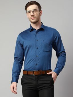 Cantabil - Men Cotton Navy Blue Shirt