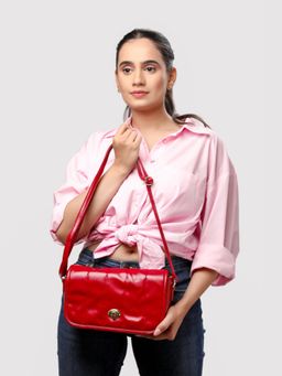 Caprese - Poppy Solid Bordeaux Faux Leather Large Sling (L)