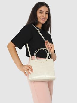 Caprese - Mink Croco Ultramarine Faux Leather Small Tote Handbag (S)