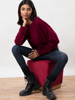 Twenty Dresses by Nykaa Fashion - All Cozied Up Maroon Sweater