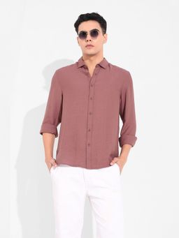 The Indian Garage Co - Men Mauve Solid Collar Full Sleeves Shirt