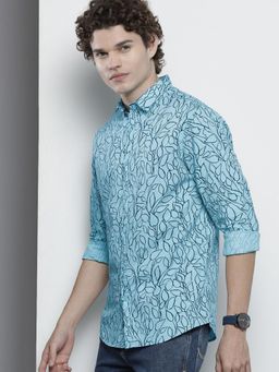 The Indian Garage Co - Men Blue Floral Printed Spread Collar Full Sleeves Shirt
