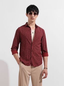 The Indian Garage Co - Men Red Floral Printed Collar Full Sleeves Shirt