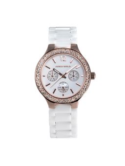 Aries Gold - Conqueress Multifunction Crystals Watch With Sapphire Glass For Women- L 5004Z Rg-W