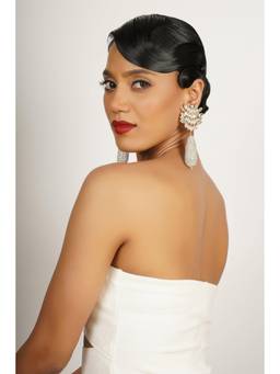 Bijoux by Priya Chandna - White Floral Crystal Earrings