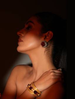 Bijoux by Priya Chandna - Red Crimson Stud Earrings