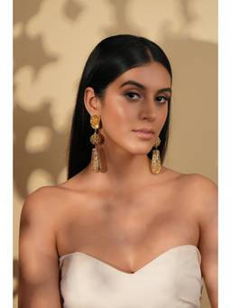 Bijoux by Priya Chandna - Gold Textured Dangle Earrings