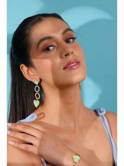 Bijoux by Priya Chandna - Green Mint Heart Drop Earrings