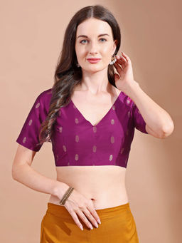 Tikhi Imli - Dark Pink Tafetta Half Sleeves Stitched Blouse