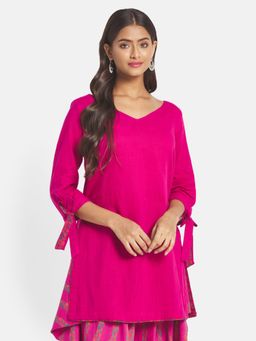 Fabindia - Pink Cotton Slim Fit Kurta