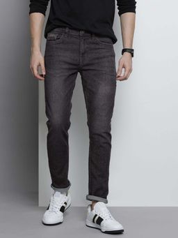 Freehand - Men Slim Fit Solid Mid-Rise Stretchable Jeans Black