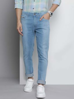 The Indian Garage Co - Men Regular Fit Solid Mid-Rise Stretchable Jeans Blue