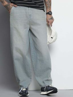 The Indian Garage Co - Men Loose Fit Solid Mid-Rise Jeans Blue