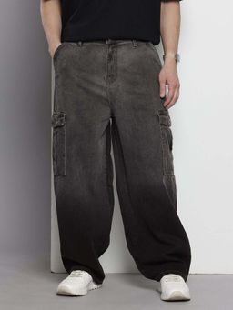 The Indian Garage Co - Men Baggy Fit Solid Mid-Rise Jeans Black
