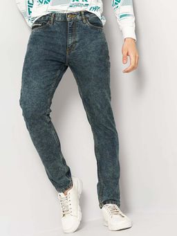 The Indian Garage Co - Men Slim Fit Solid Mid-Rise Stretchable Jeans Blue