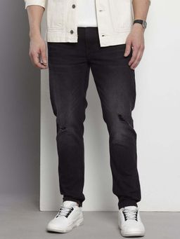 The Indian Garage Co - Men Slim Fit Solid Mid-Rise Jeans Black