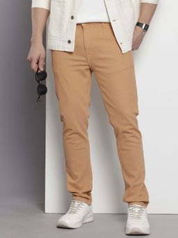 The Indian Garage Co - Men Slim Fit Solid Mid-Rise Jeans Khaki