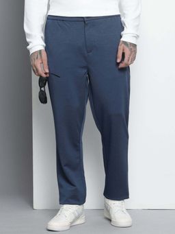 The Indian Garage Co - Men Regular Fit Mid-Rise Stretchable Chinos Blue