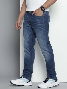 The Indian Garage Co - Men Slim Fit Solid Mid-Rise Stretchable Jeans Blue