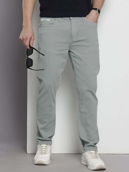 The Indian Garage Co - Men Slim Fit Solid Mid-Rise Jeans Grey