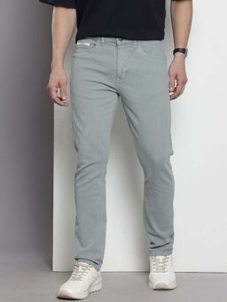 The Indian Garage Co - Men Slim Fit Solid Mid-Rise Jeans Grey