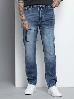 The Indian Garage Co - Men Regular Fit Solid Mid-Rise Jeans Blue