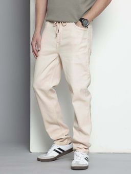 The Indian Garage Co - Men Regular Fit Solid Mid-Rise Jeans Off White