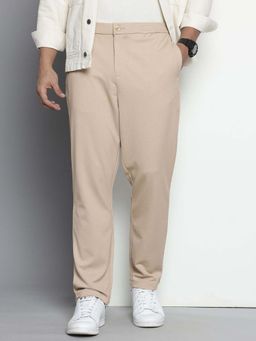 The Indian Garage Co - Men Relaxed Fit Solid Mid-Rise Chinos Beige