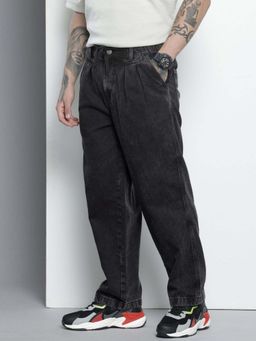 The Indian Garage Co - Men Relaxed Fit Solid Mid-Rise Jeans Charcoal