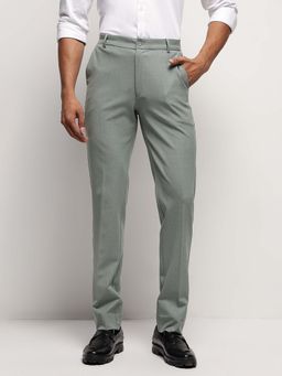 Subtract - Men 4 Way Stretch Wrinkle Free Slim Fit Trouser In Light Green